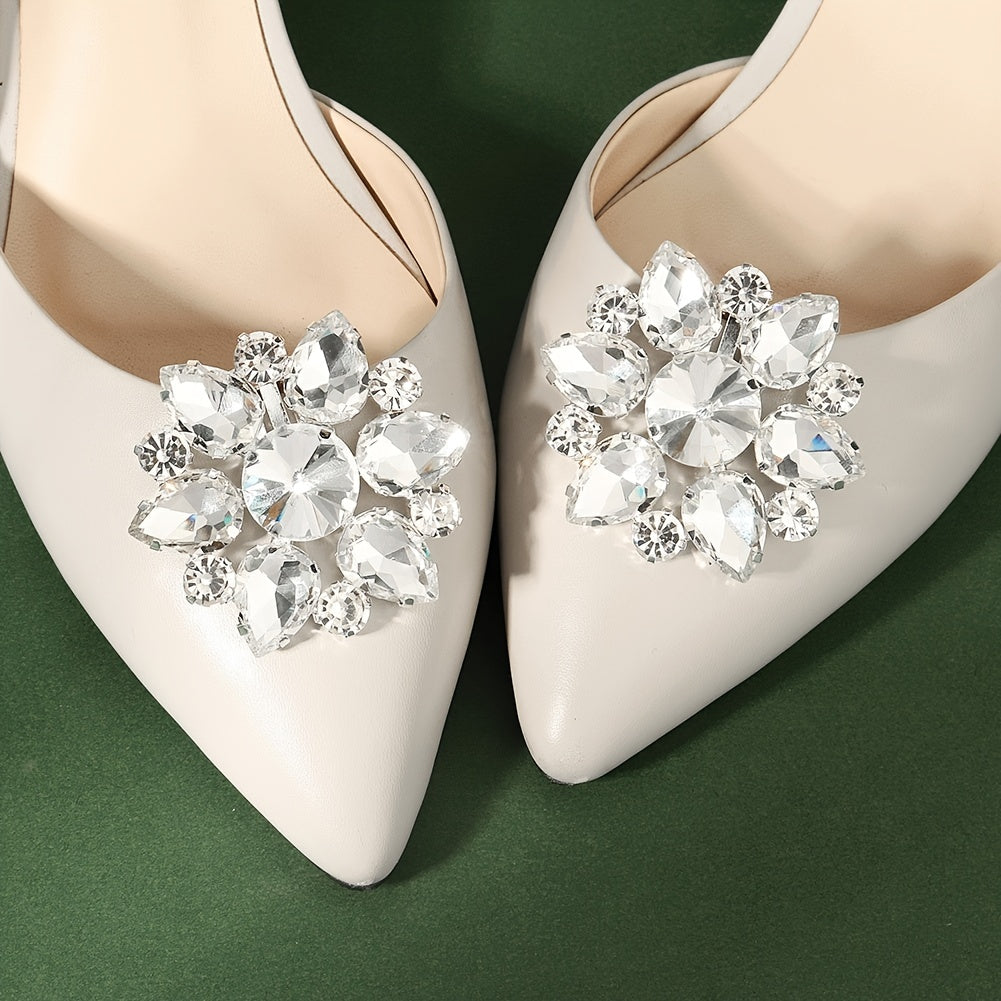 Crystal Flower Shoe Clips Wedding Party Accessories