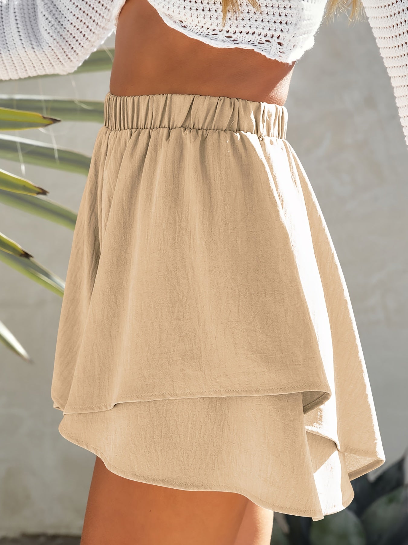 Ruffle Trim Layered High Waist Shorts Casual Summer Loose Sports Shorts
