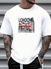YORK LONDON Men's Graphic Crew Neck Loose T shirt