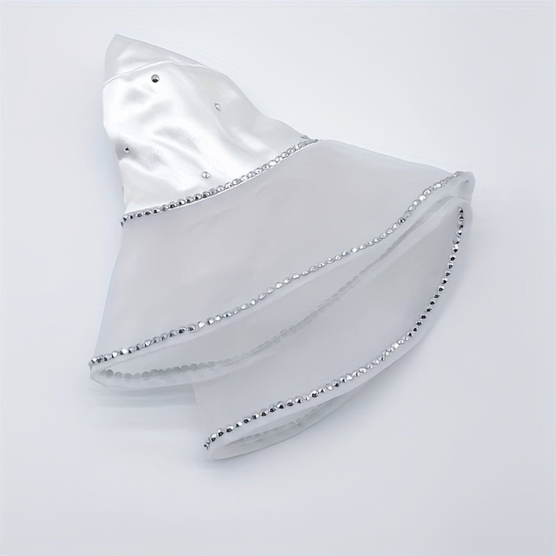 Mesh Breathable Bucket Hat Rhinestone Decor Lightweight Sunshade