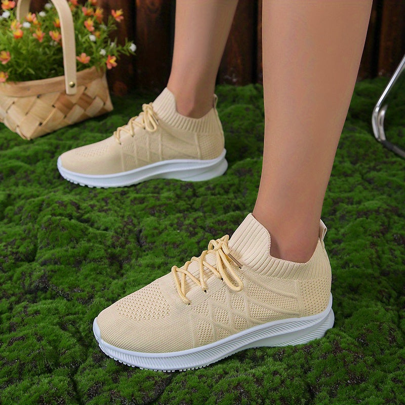 Women's Lightweight Lace-up Athletic Running Shoes Non-slip Casual Sneakers