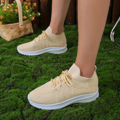 Women's Lightweight Lace-up Athletic Running Shoes Non-slip Casual Sneakers