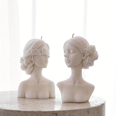 3D Candle Silicone Mold Closed Eye Girl DIY Ornaments Plaster Statue Mold