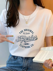 Women's Letter Print Crew Neck Sports Tee