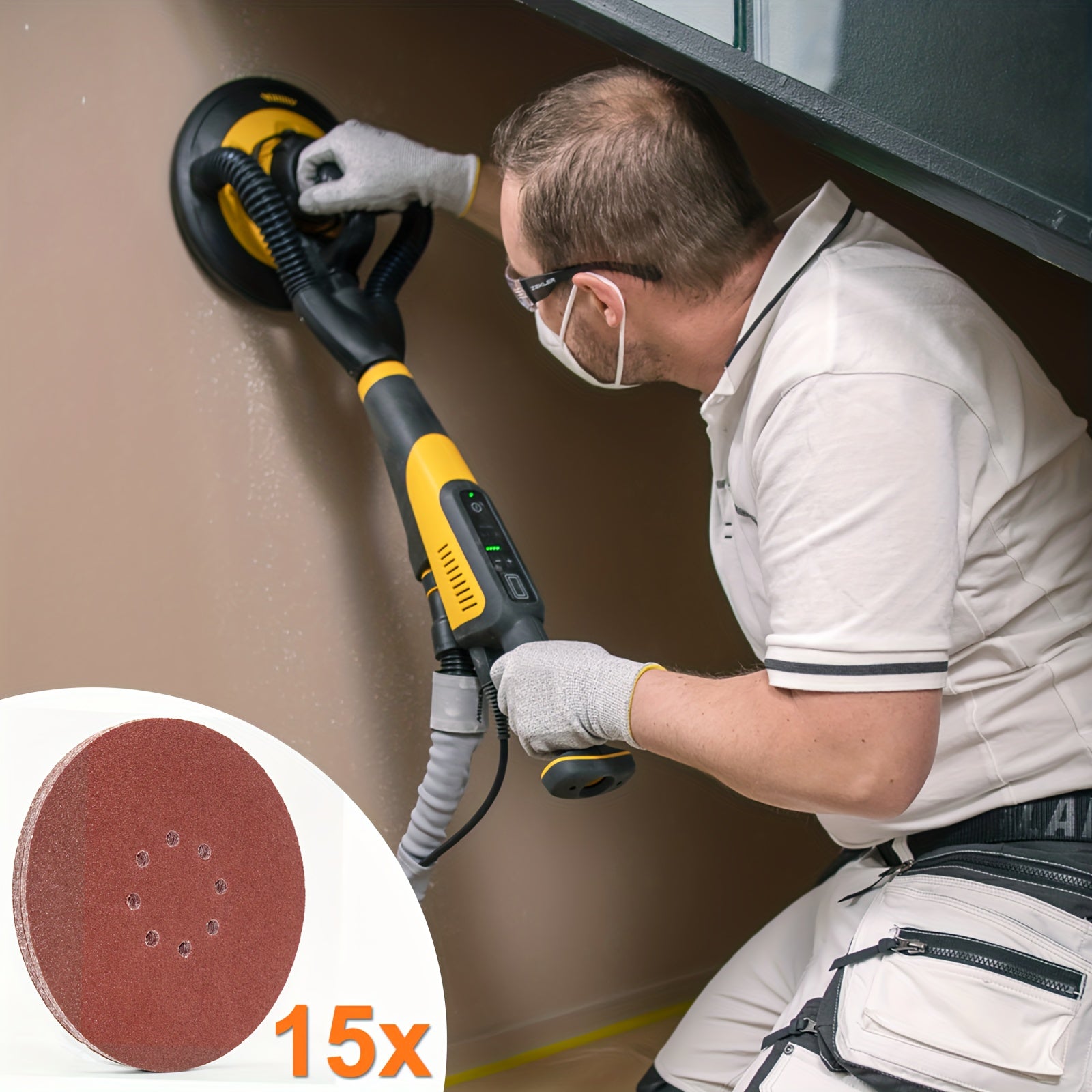 15pcs 9" Hook And Loop Dry Wall Sanding Disc 40-320 Grit For 9" Sanding Machine