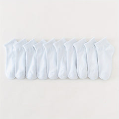 10 Pairs Solid Short Socks Soft & Lightweight All match Women's Stockings