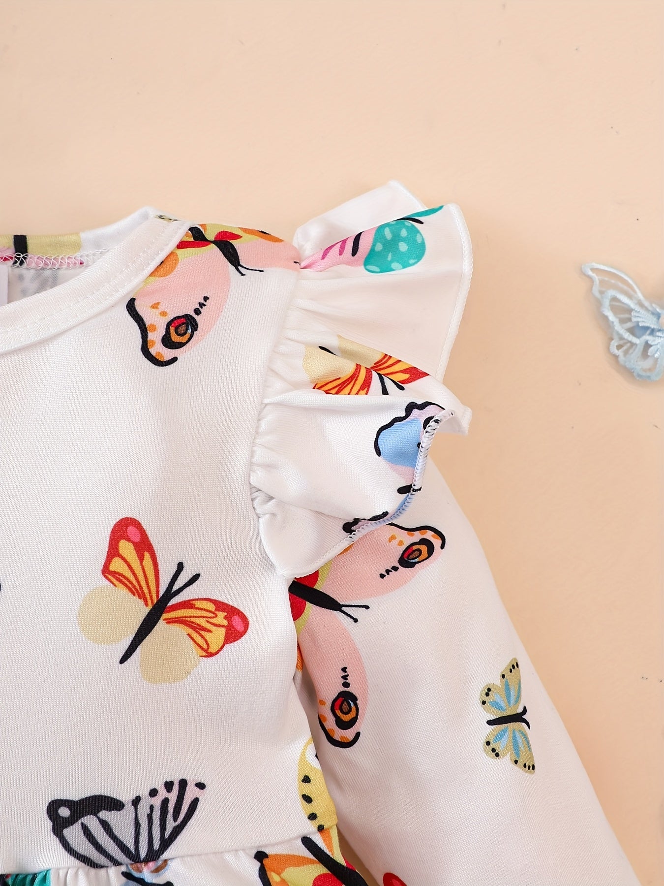 Baby Girls Butterfly Print Flying Sleeve Dress