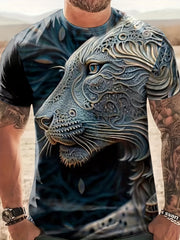 Men's Lion Graphic T Shirt - Breathable Summer Tee