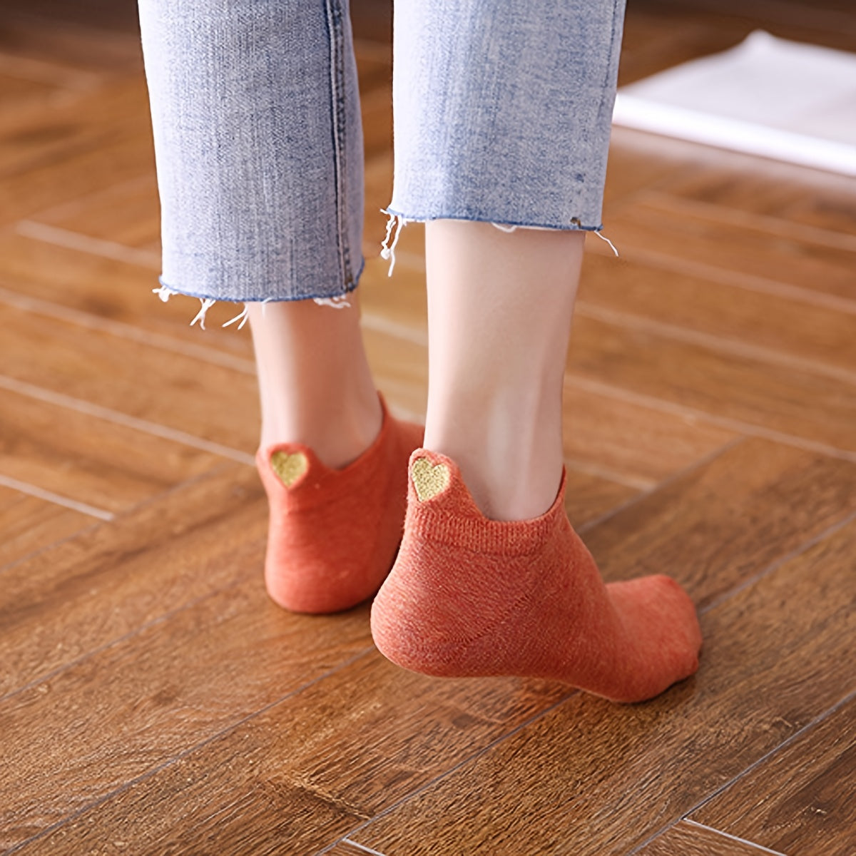 Heart Embroidered Casual Ankle Socks Women's Stocking
