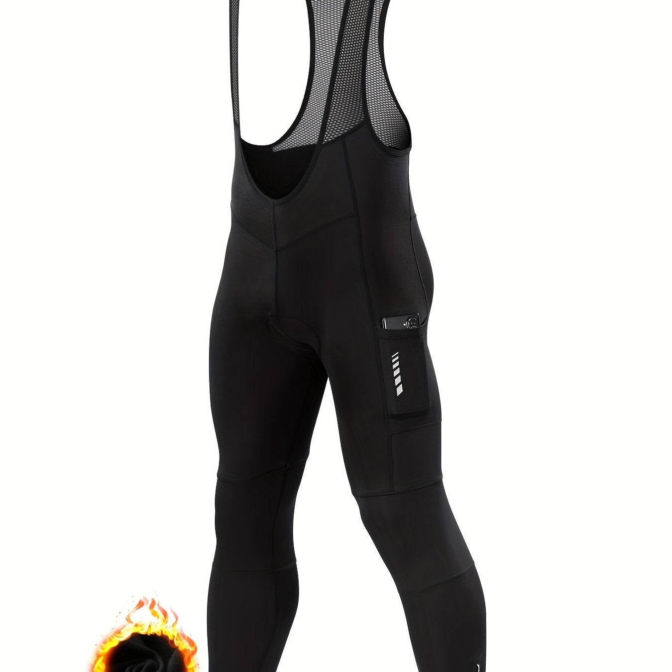 Men's Fleece Lined Cycling Bib Tights With Pockets