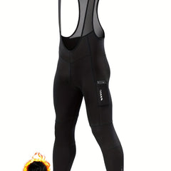 Men's Fleece Lined Cycling Bib Tights With Pockets