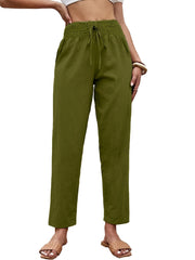 Drawstring High Waist Cropped Pants