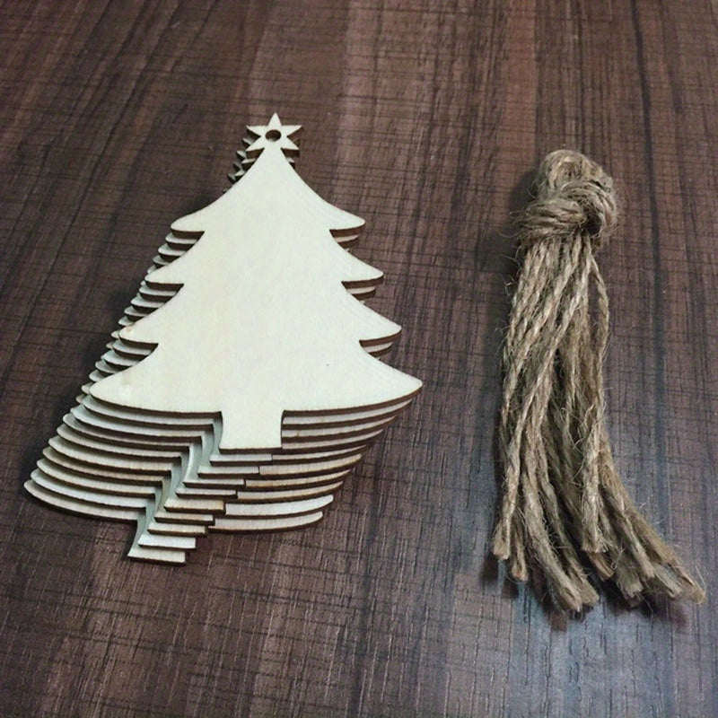 10pcs Christmas Tree Chips Decor Arts And Crafts Wooden Slice Nativity Craft