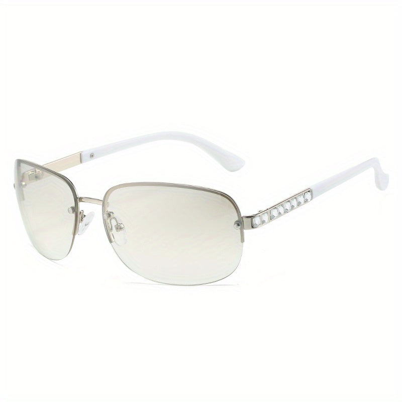 Y2K Rimless Sunglasses Gradient Lens Rhinestone Decor UV400