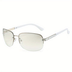 Y2K Rimless Sunglasses Gradient Lens Rhinestone Decor UV400