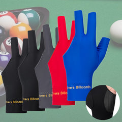 3-Finger Billiard Glove for Left Hand, Elastic Breathable Fabric, Anti-Slip Pad