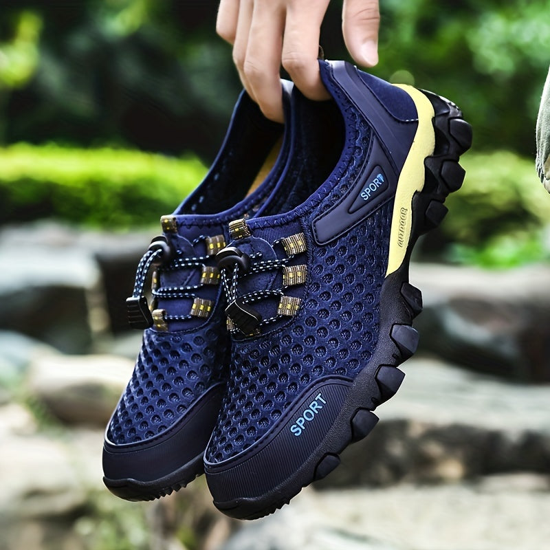 Men's Mesh Sneakers No Tie Lace Breathable Casual Outdoor Walking Shoes