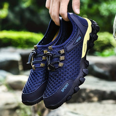 Men's Mesh Sneakers No Tie Lace Breathable Casual Outdoor Walking Shoes