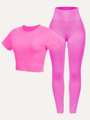 Seamless Sports Wear Set: T shirt & Leggings - Moisture wicking & Breathable