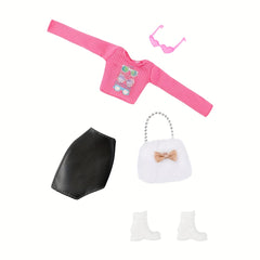 Polyester Leather Pants & Skirt Set for Girls