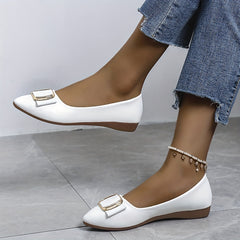 Women's Buckle Decor Flat Shoes Slip On Lightweight Walking Shoes