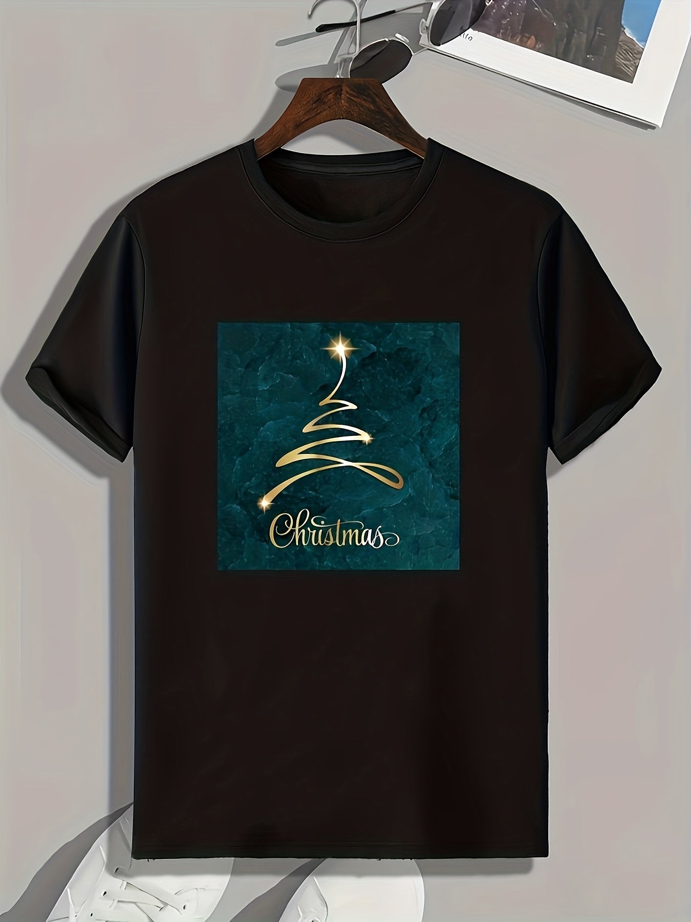 Christmas Light Print Men's Graphic T shirt Casual Comfy Tees For Summer
