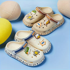 Kid's Hollow Out Backless Clogs w/ Charms Soft Sole Slippers