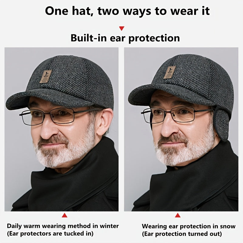 Men's Winter Ear Protection Baseball Cap - Windproof Thick Warm Cap