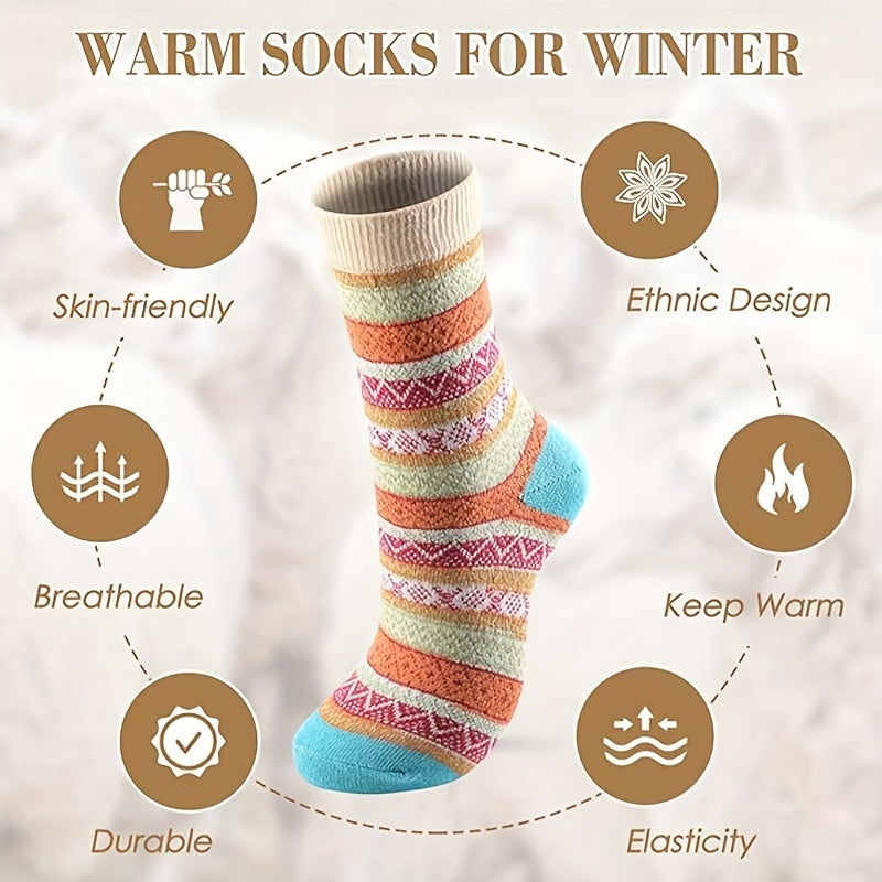 5 Pairs Winter Warm Knit Boot Socks for Men Women