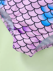 Girls Fish Scale Print Swimsuit Stylish Swimwear For Kids