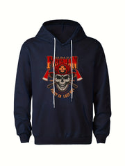 Men's Fireman Skull Graphic Hoodie Breathable Hooded Sweatshirt