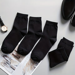 5 Pairs Solid Socks Casual Comfy Mid Tube Socks Women's Stockings & Hosiery