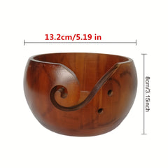 Wooden Wool Bowl Round Knitting Storage Vintage DIY Yarn Bowl