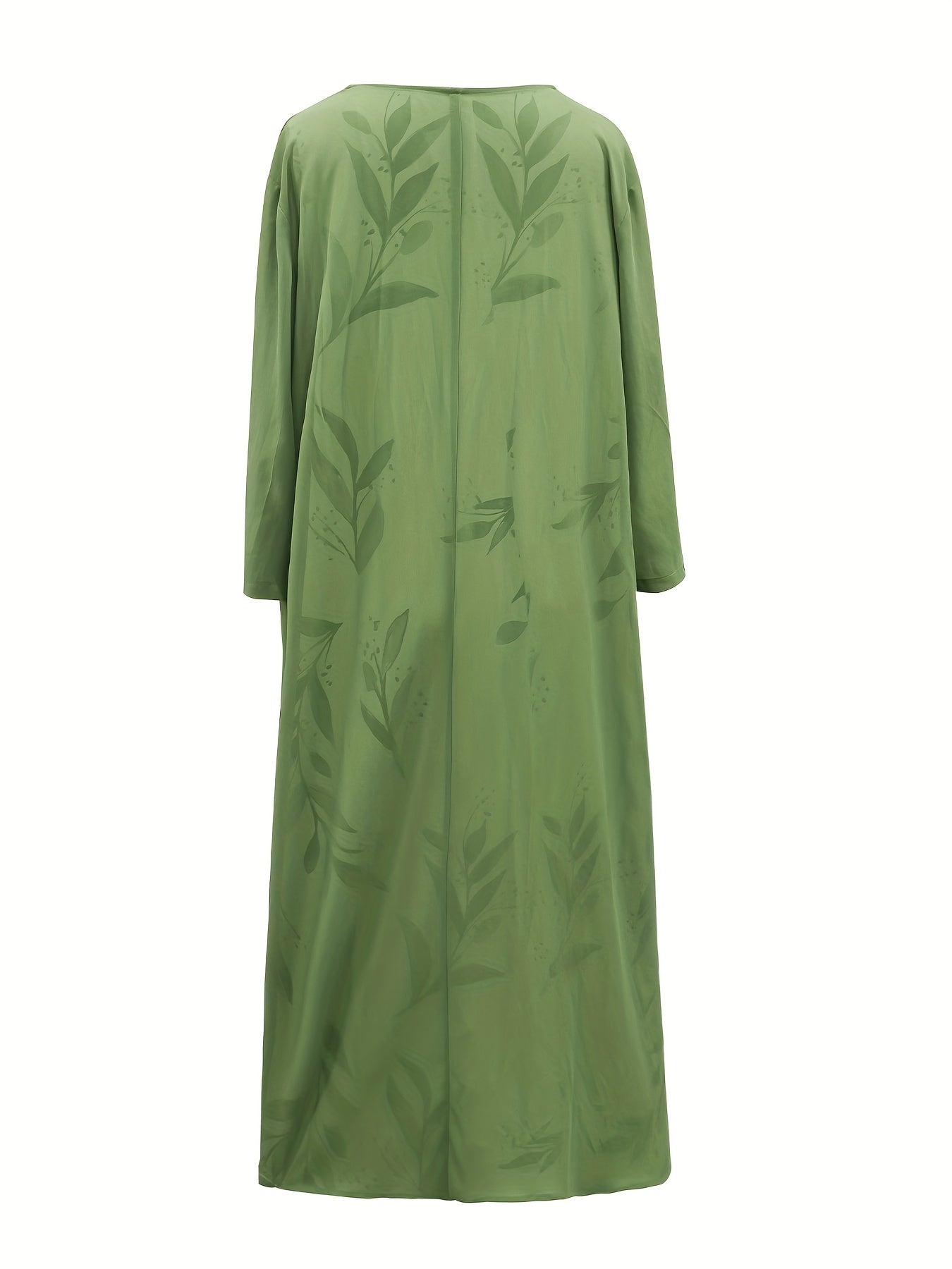 2 Piece Set Women's Solid Cardigan & Leaf Print Tank Dress