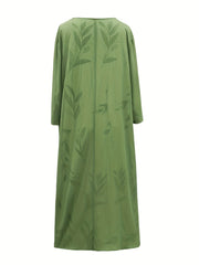 2 Piece Set Women's Solid Cardigan & Leaf Print Tank Dress