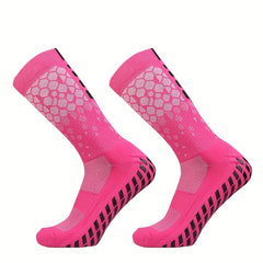 Non slip Silicone Athletic Socks Football Soccer Breathable Mid Calf Socks