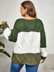 Colorblock Long Sleeve V Neck Sweater