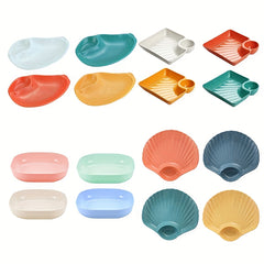 4pcs Shell Conch Square Dishes Small Food Plates for Camping