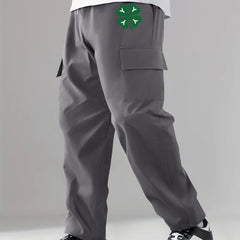 Men's Classic Cargo Pants Loose Straight Leg Drawstring Closure