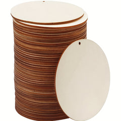 10pcs Round Wooden Hoops With Holes for DIY Crafts