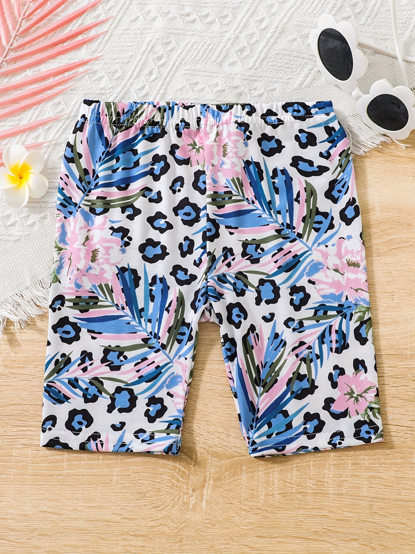 Toddler Girls Colorful Leopard Graphic Elastic Waist Casual Sports Bike Shorts