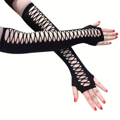 Mesh Sleeve Long Arm Protection Gloves Casual Outdoor Fingerless Gloves