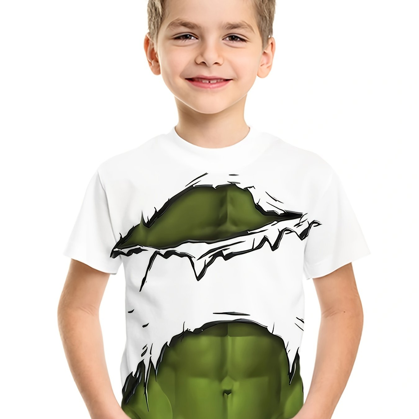 Boys' Green Muscle Graphic T Shirt - Ideal for Summer Outings