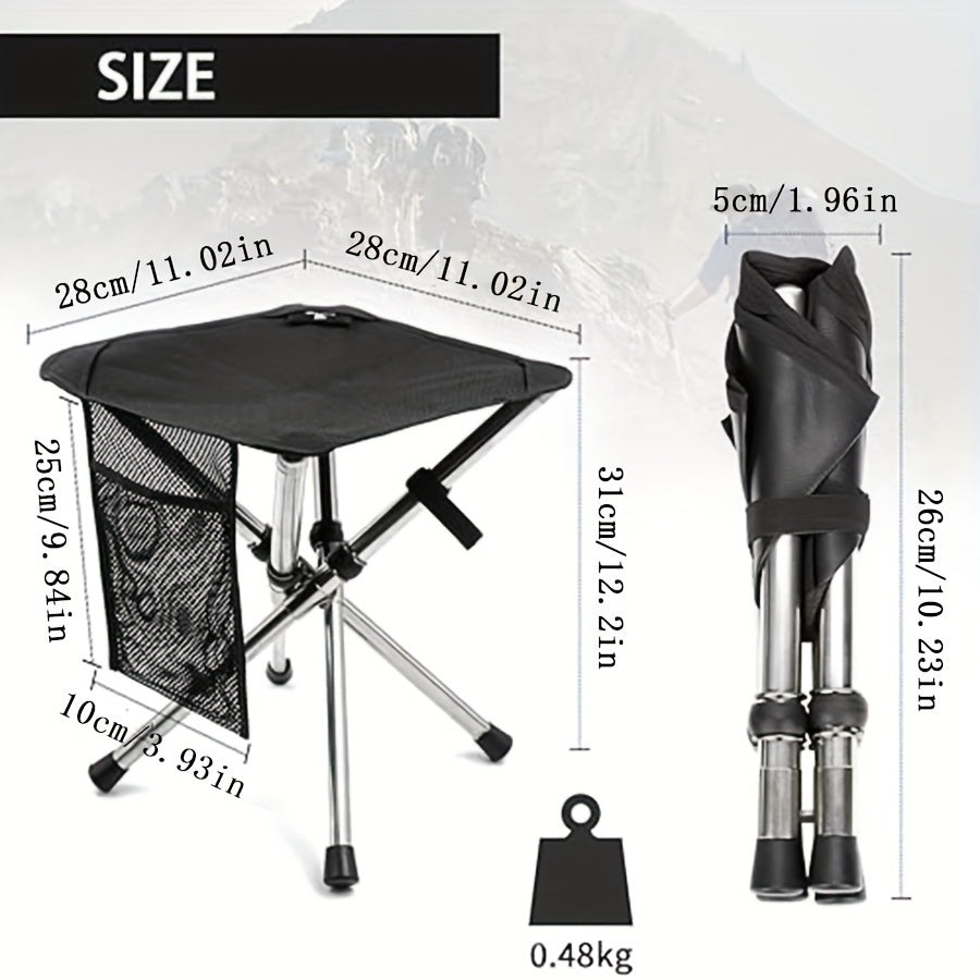 Portable Folding Stool With Side Pocket for Outdoor Camping