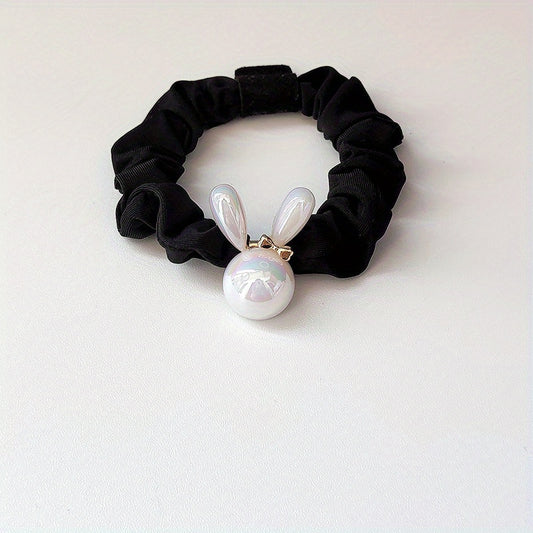 Holographic Rabbit Hair Rope Beaded Ponytail Holder