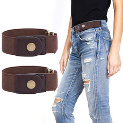 2 Pcs Men's Non Buckle Elastic Belts