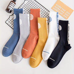 Letter Print Sports Socks Crew Street Socks