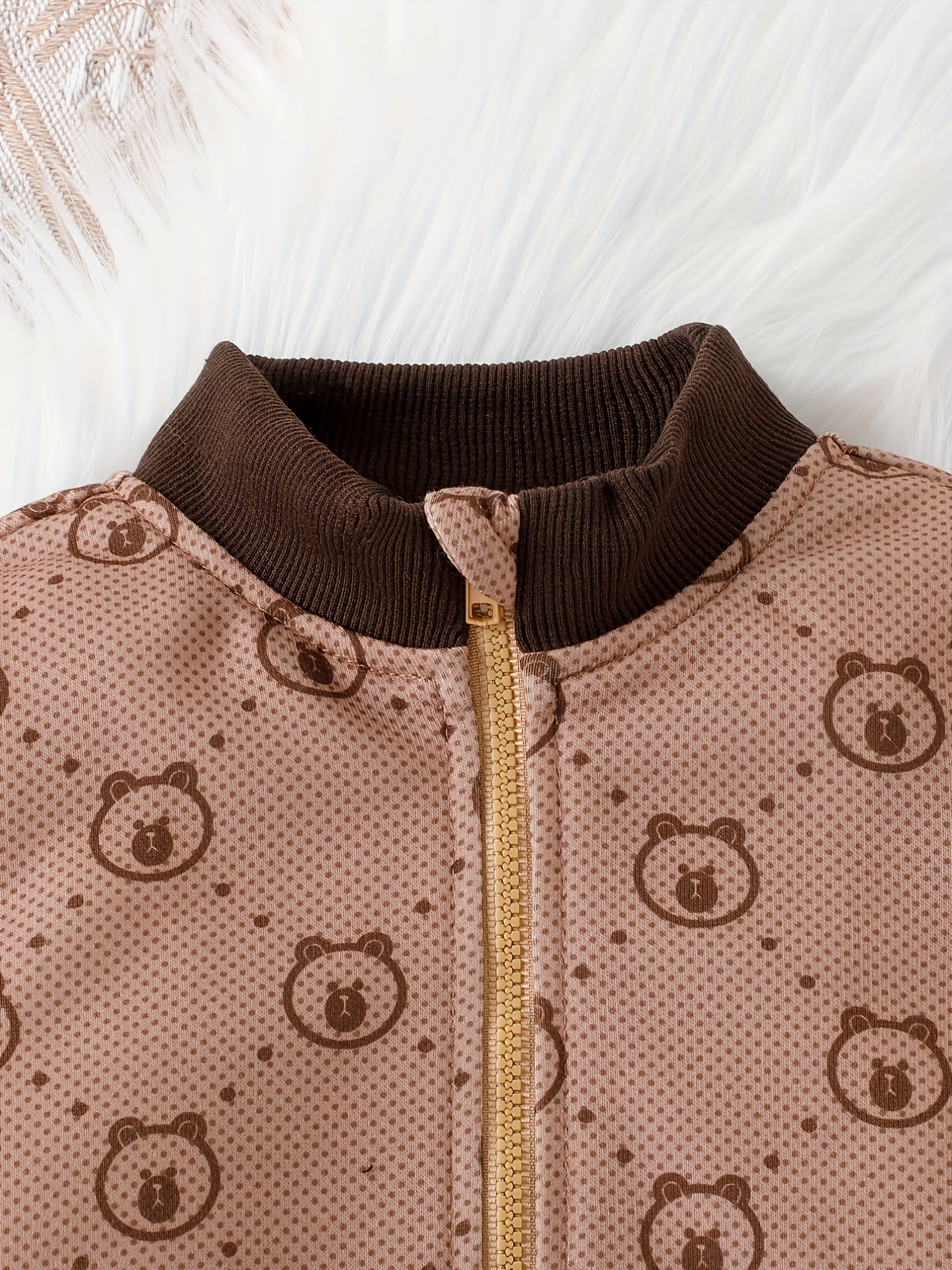 Baby Bear Print Sweatshirt Top & Athletic Trousers Set
