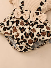 2pcs Baby Girls Leopard Print Onesie & Headband for Summer