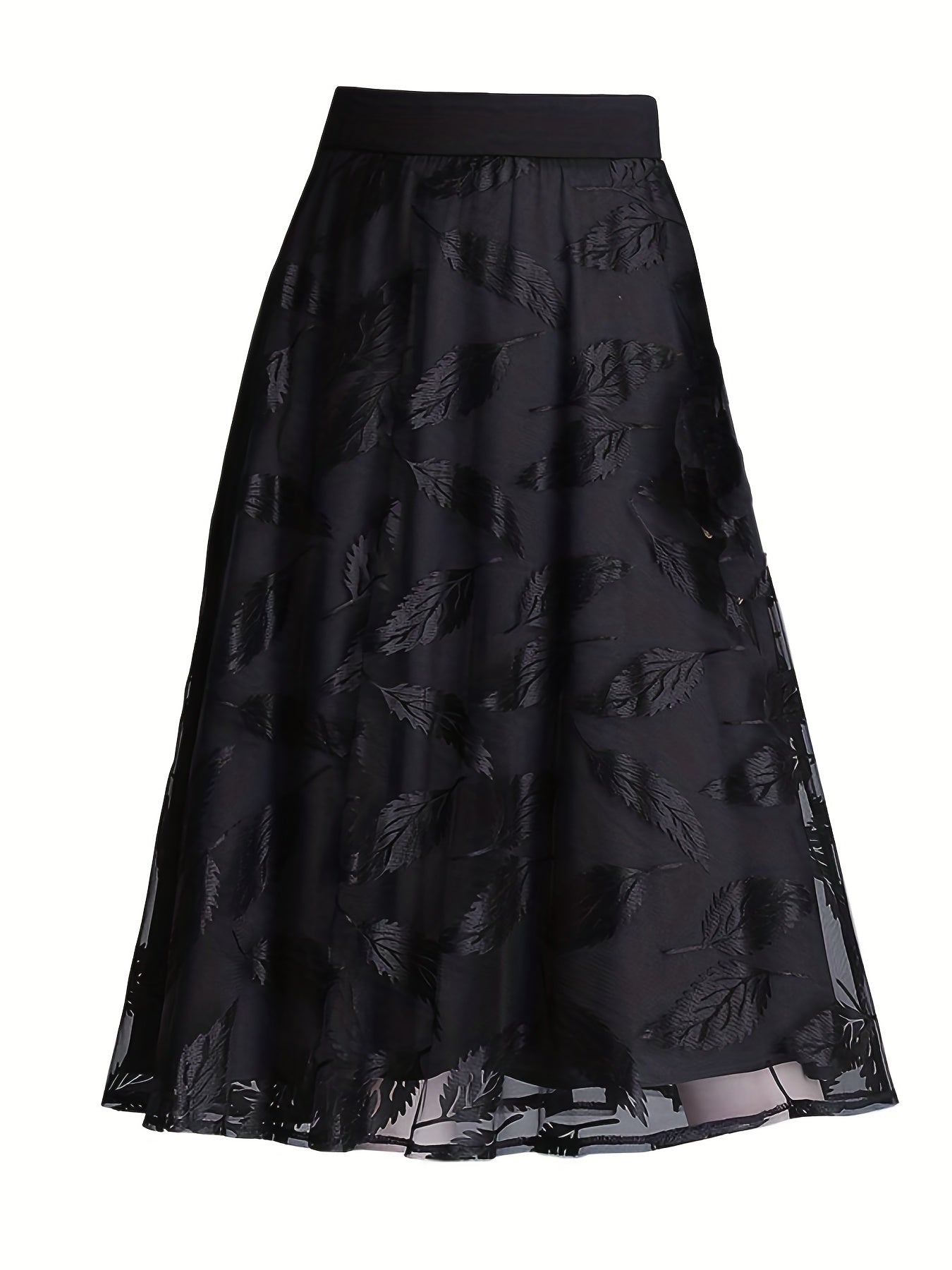 Solid Pleated Skirts High Waist A Line Knee Length Women's Clothing